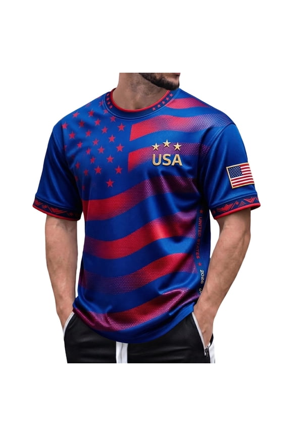 2026 Usa Soccer Mens T Shirt Short Sleeve Casual Crewneck Pullover Summer Tops Usa Soccer Shirt for Men Indoor Outdoor Activities Daily Wear