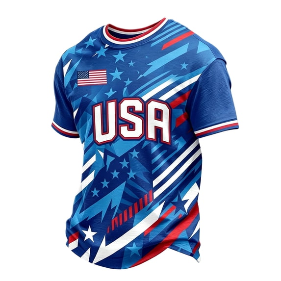 2026 Soccer Jerseys Shirts for Men Country Team Short Sleeve Crewneck Fan International Football Shirt Retro Streetwear 4th of July Tops, Blue S
