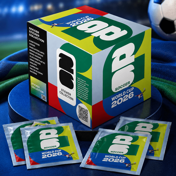 2026 Soccer Sticker Pack Box, 25 Sealed Packs With 7 Stickers Per Pack For Album Collecting And Trading