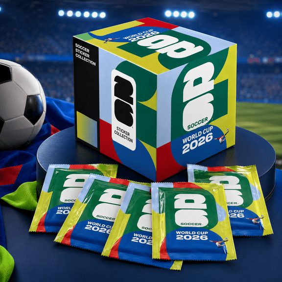 2026 Soccer Sticker Pack Box, 50 Sealed Packs With 7 Stickers Per Pack For Album Collecting And Trading