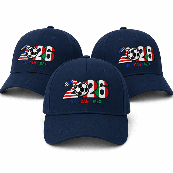 2026 Soccer Supporters Cap USA Canada Mexico Hat, Adjustable Washed Cotton Baseball Cap for Game Day Sun Wear, 3Pcs