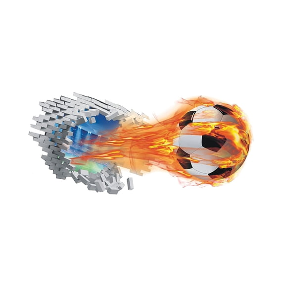 2026 Soccer Tournament 28x13" 3D Ball Wall Decal, Broken Effect Soccer Mural, Self-Adhesive Removable Vinyl Decor for Boys Playroom, Game Day Merch, Match Day Decorations and Soccer Fan Gifts