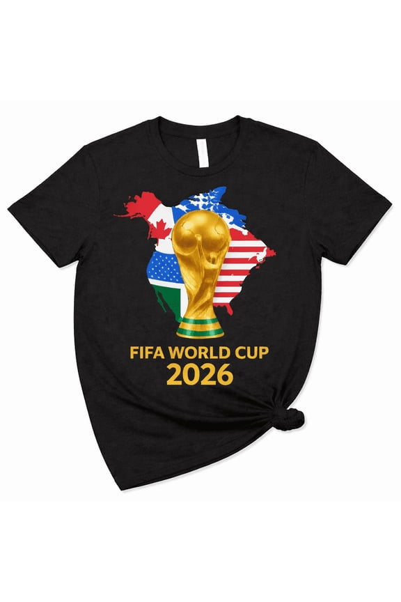 2026 Soccer Fan T-Shirt USA Canada Mexico Trophy Graphic Tee Football Fan Shirt Unisex Cotton T-Shirt