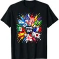 thumbnail image 1 of 2026 Soccer World Flags USA Mexico Brazil France England Spain Unisex T-Shirt, S-5XL, 1 of 2