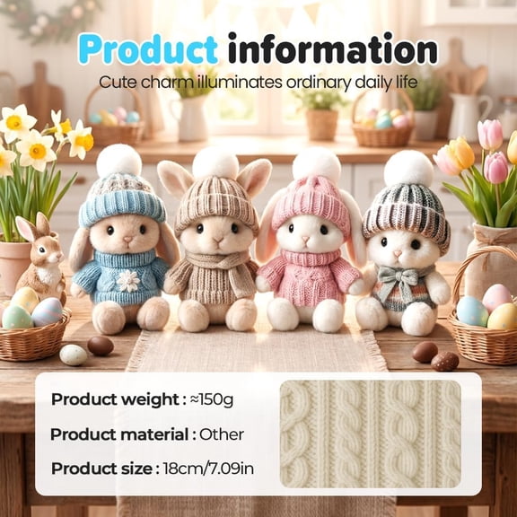 2026 Soft Plush Mini Bunny Hugs in Box – Easter Basket Bunny Stuffers Animal Home Decor – Handmade with Inspirational Card – Pink, Blue, Gray, Khaki – Choose Your Color