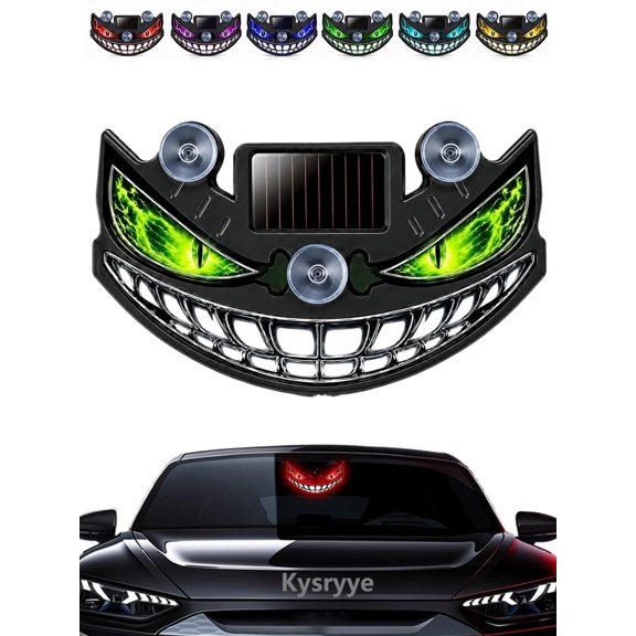 2026 Solar Devil Eye LED Car Warning Light Solar-Powered Demon Window Ambient Light Waterproof Wireless Dynamic Neon Interior Funny Accessories Lamp for Suvs Trucks Vans Windshield