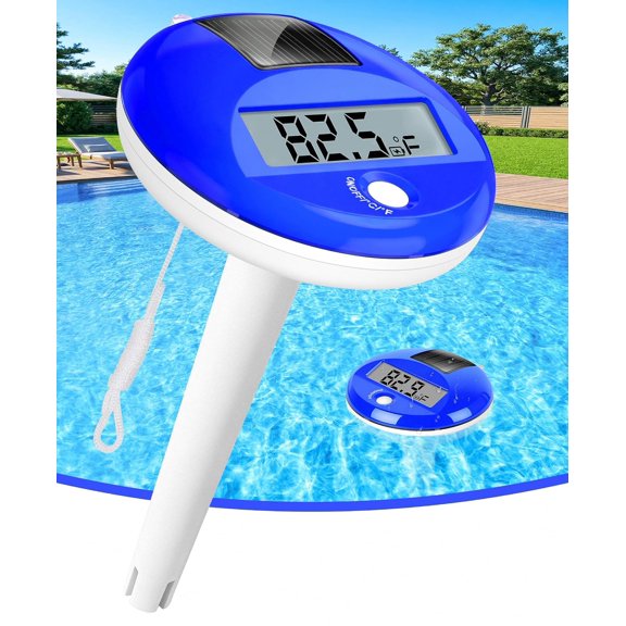 2026 Solar Digital Pool Thermometer with Rope | Easy Read Large LCD Display & Big Numbers Floating Pool Thermometer | High Precision & IP68 Waterproof Pools Temperature Gauge for Hot Tub, Spa