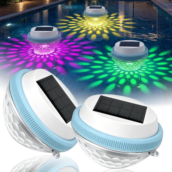 2026 Solar Floating Pool Lights Waterproof LED Color Changing or Warm White Glow for Pond Fountain Patio Garden Backyard Decor (2, Auto Color Shift) (K)