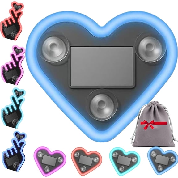 2026 Solar-Powered Finger Heart Car Window Light - Solar Powered Wireless LED Heart Shape C-Pillar Neon Light