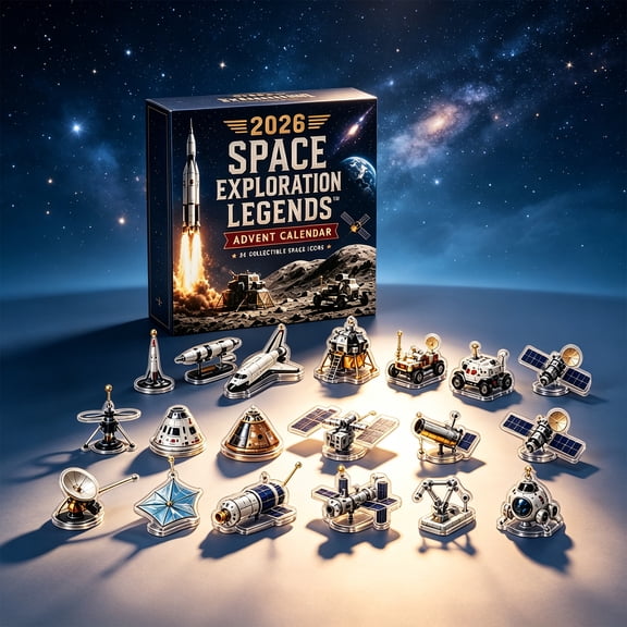 2026 Space Advent Calendar, 24Pcs Spacecraft Acrylic Christmas Ornaments, Rocket Shuttle Satellite Moon Rover Themed Christmas Countdown Calendar, Christmas Tree Hanging Pendant Decor