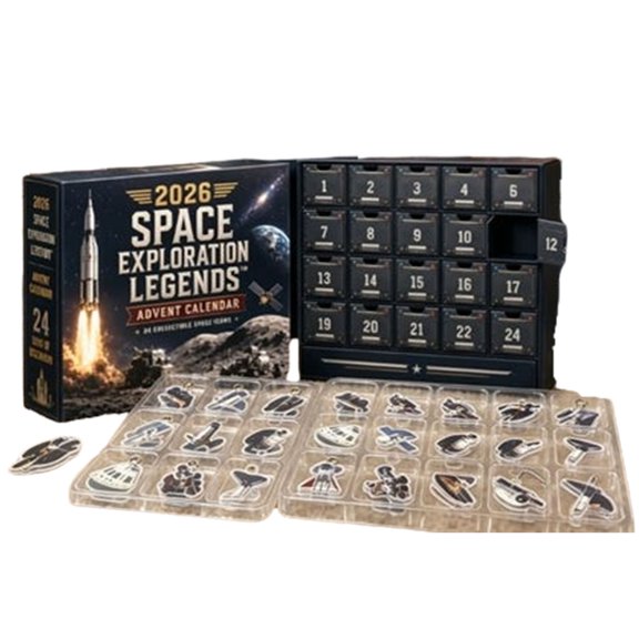 2026 Space Exploration Advent Calendar, Acrylic 24-Day Countdown Presentation with a Space Exploration Theme for Christmas Countdowns