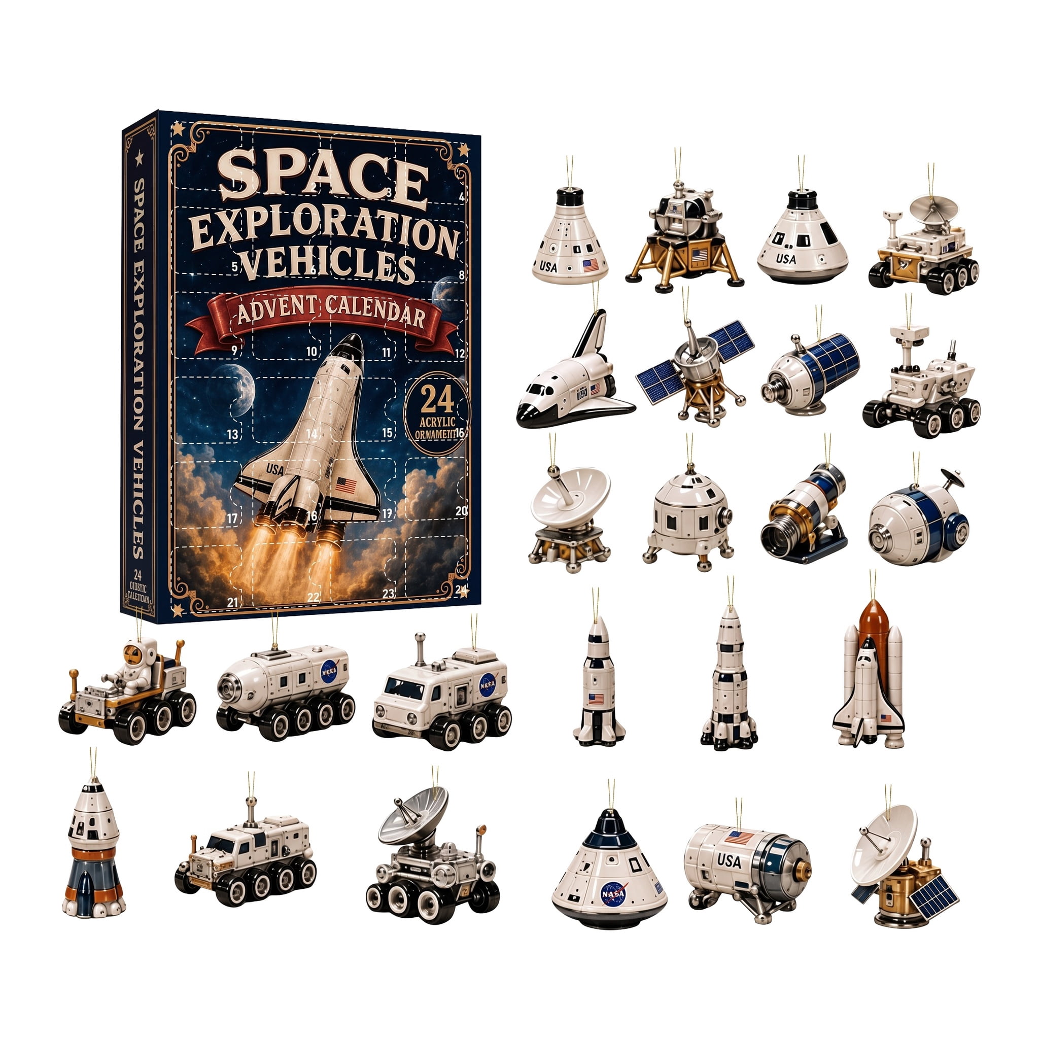 2026 Space Exploration Vehicles Advent Calendar,24‑Day Christmas ...