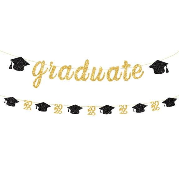 2026 Sparkling Graduation Banner, Pre-Assembled Glitter Graduation Party Decorations for Home, School, Graduation Ceremony Decor, Graduate Wreath
