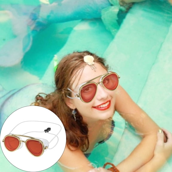 2026 Speedo Sunny G Adult Swim Goggles, Red/Gold Mirrored Lens, UV & Fog Protection, Sunglass Style, Comfee Fit,1Pcs