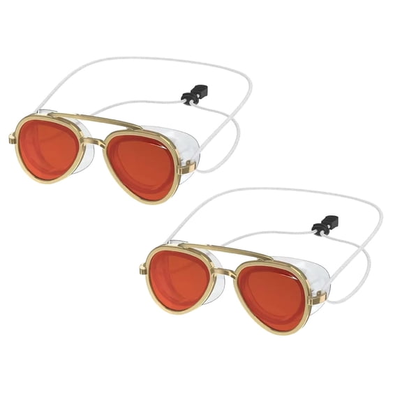 2026 Speedo Sunny G Adult Swim Goggles, Red/Gold Mirrored Lens, UV & Fog Protection, Sunglass Style, Comfee Fit,2Pcs