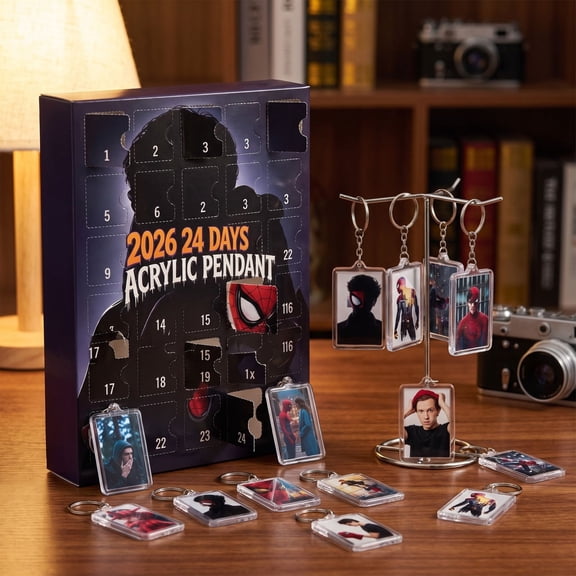 2026 Spider Hero Advent Calendar, 24 Days Countdown Blind Box with Acrylic Keychains, Desk Fidget Accessories Office Holiday Gifts, 1 Count