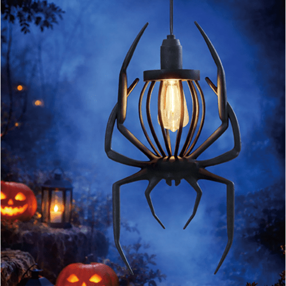 2026 Spirit Halloween Hanging Spider Light for the 2026 Halloween Season,Vintage Metal Frame String Light with Warm Amber Glow for Indoor/Outdoor Decor