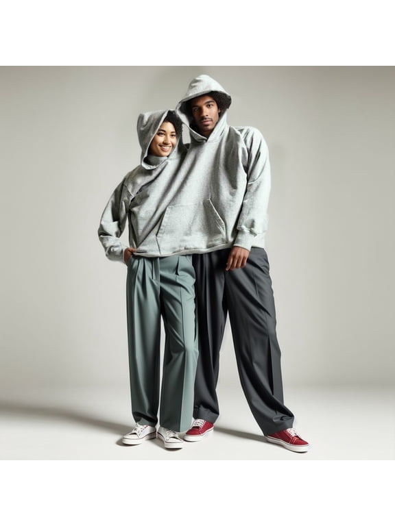2026 Spring Couples Double Hoodie Long Sleeve Funny Couple Hooded Sweatshirt Oversized 2-Person Matching Pullover Top for Everyday Comfort
