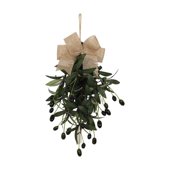 2026 Spring Fruit Branch Teardrop Swag 17.7in, Extra Full & Thick Faux Greenery with Upgraded Ribbon & Textured Leaves, Sturdy Farmhouse Hanging Wreath for Door, Wedding Arch, Kitchen, Bathroom Decor