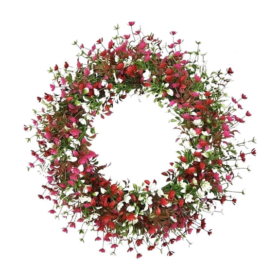 2026 Spring Wreath 17.71" Artificial Plastic Camellia Wreath Home Garden Door Decor