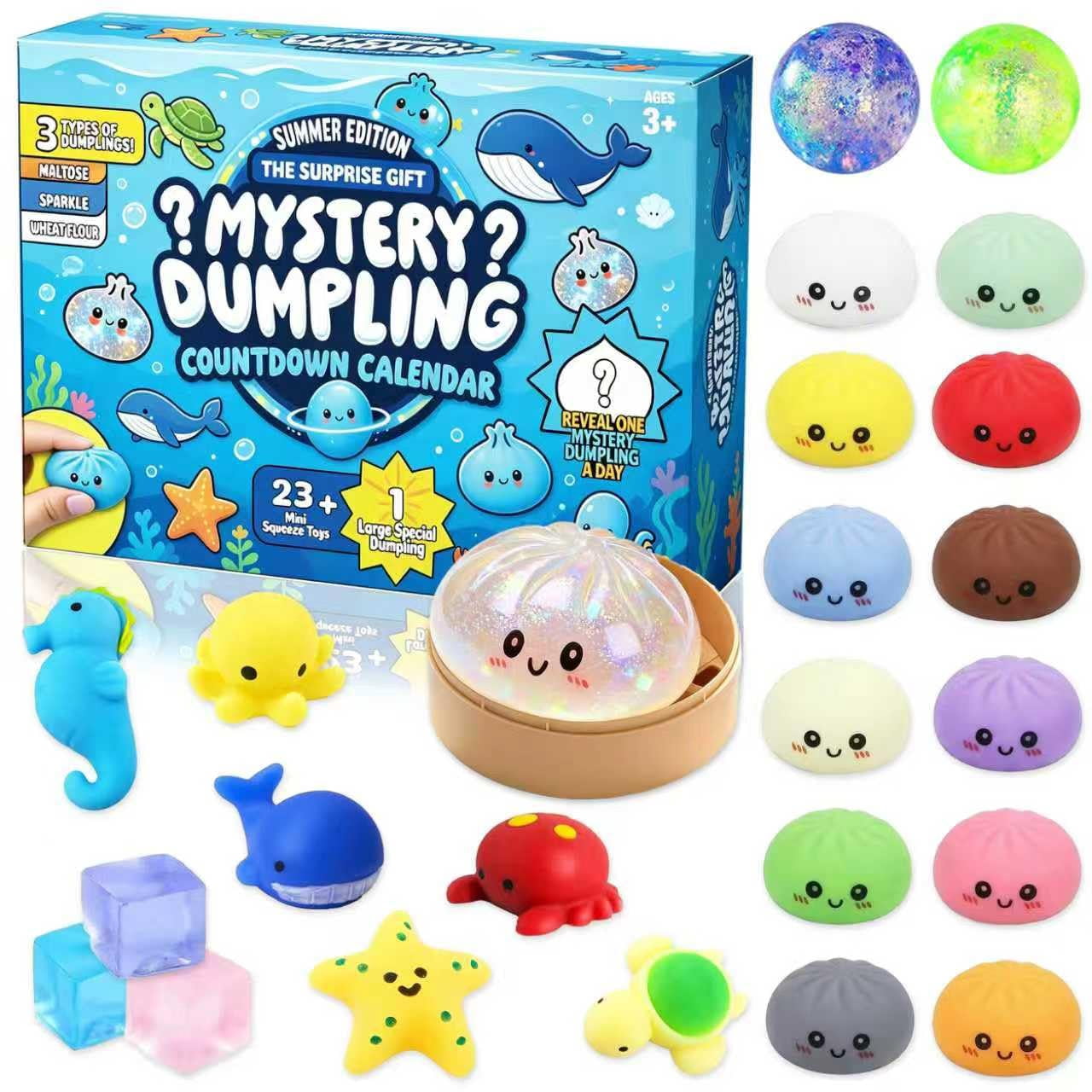 2026 Squishies Dumpling Mystery Advent Countdown Calendar, Random Surprise Squishies, Stress Relief Fidget Toy for Anxiety Relief, Adult Birthday Gifts