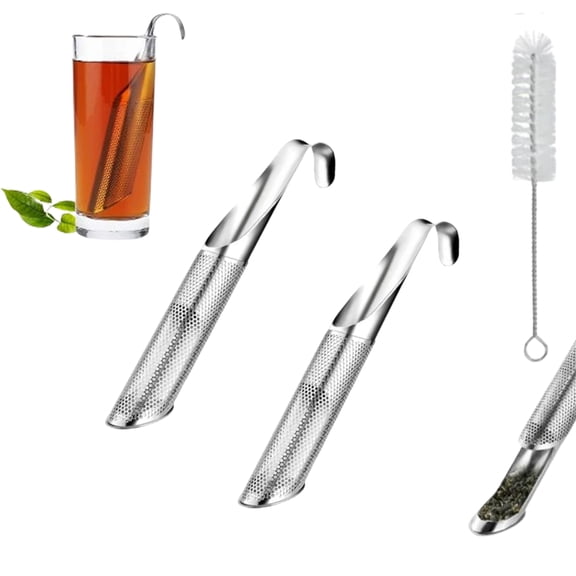 2026 Stainless Steel Tea Diffuser, Upgraded Tea Pipe Infuser with Hanging Hook & Long Handle, Long Handle Tea Steeper Diffuser for Leaf Tea, Coffee, Spices,- with Brush