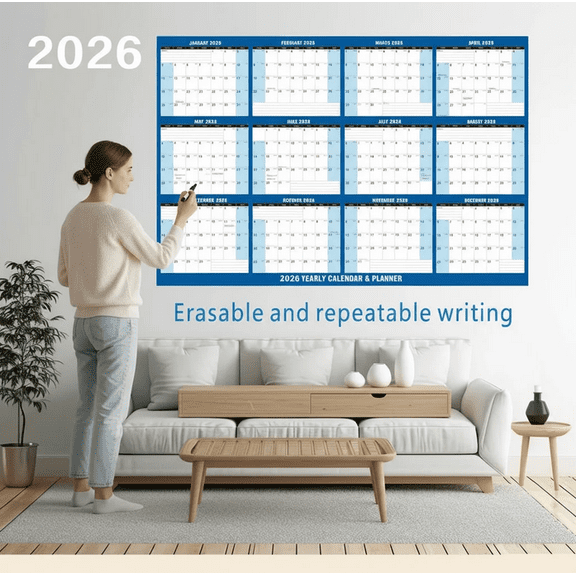 2026 Starry Sky Wall Calendar – Folded Large Wet & Dry Erase Laminated Planner, Reversible Horizontal/Vertical Design for Home Use 34*24in