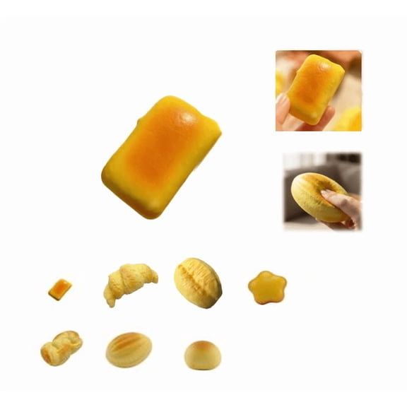 2026 Sticky Bread Slow Rising Toys, Super Soft Stress Balls Toys, Bread Shape Squeeze Toys, Yellow Bread Food Squeeze for Stress Relief