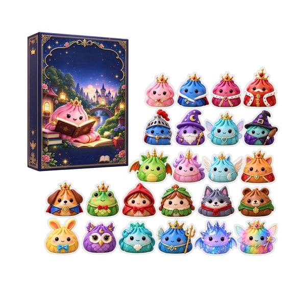 2026 Storybook Bun Advent Calendar, 24 Acrylic Book-Loving Bun Ornaments of Wizards, Elves, Knights and Animal Characters, Christmas Countdown Gift for Kids