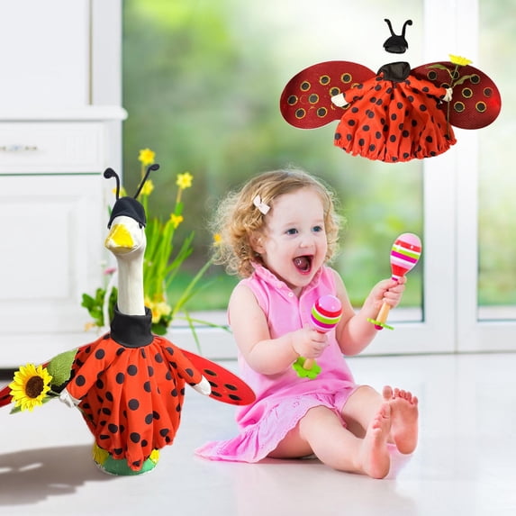 2026 Style Big White Goose Clothing, Pastoral Ladybug Outfit for Large Poultry, Cute and Durable Fabric Easter Decor, Protective and Decorative Apparel for Backyard Geese, 29*12in, Red