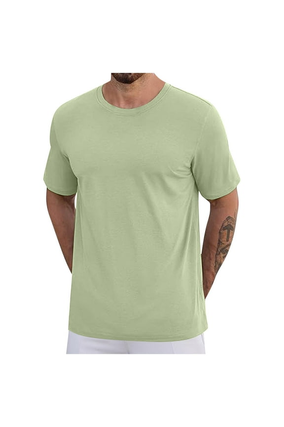 2026 Summer Fashion Mens T-shirts Short Sleeved T-shirt Casual Solid Color Net Version Round Neck Short Sleeved Light Version Short Sleeved Round Neck Top/shirt Green S-5XL