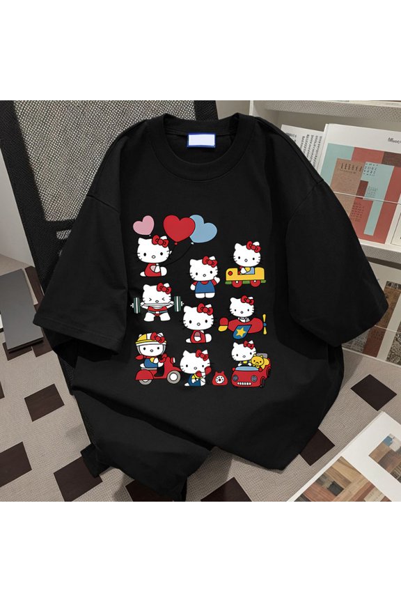 2026 Summer Hello Kitty T-shirt Unisex Casual Y2K Top