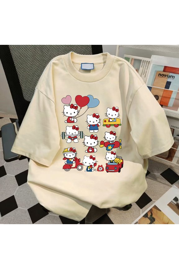 2026 Summer Hello Kitty T-shirt Unisex Casual Y2K Top