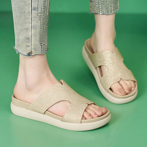 2026 Summer Hot Diamond Sponge Cake Bottom External Slippers For Women Non Slip Casual Coolers
