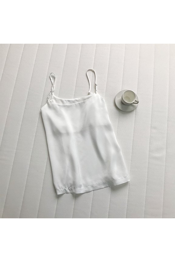 2026 Summer Inner or Single Wear Textured Satin Thin Shoulder Strap Sling Vest Women