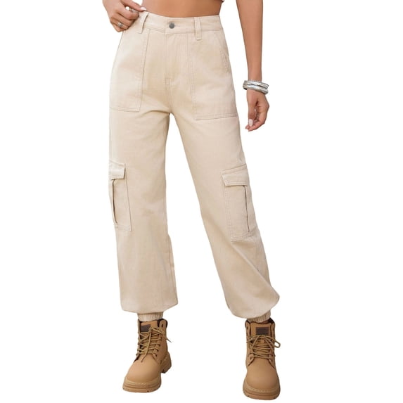 2026 Summer Jeans for Women With Pocket Elastic High Waist Joggers For Climbing And Training