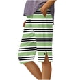 thumbnail image 1 of Womens Shorts with Pockets High Waist Striped Side Slit and Button Five Quarter Shorts, 1 of 5