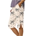 thumbnail image 1 of Summer Shorts for Women with Pockets High Waist Print Side Slit and Button Five Quarter Shorts, 1 of 5