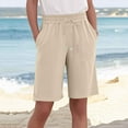 thumbnail image 1 of 2026 Summer Shorts For Women Trendy With Pockets Casual Loose Baggy Linen Trousers Overalls Cropped Solid Color Womens Lounge Shorts Yoga Shorts ( Beige—2XL ), 1 of 5