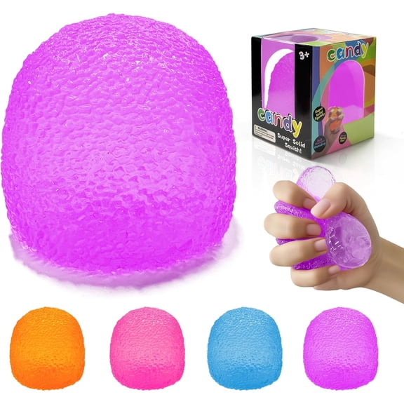 2026 Summer Squishy Toys - Squishy Fidget Toys Stress for Everyone, Super Solid Squeeze Ball, Sensory for Stress Relief, Birthday, Easter Basket Stuffers and Party Favors (Purple)