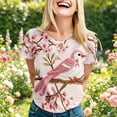 thumbnail image 1 of 2026 Summer Tops for Women Casual Tops Office Elegance Tee with Floral Design Comfort Fit Blouse(Pink,XL), 1 of 3
