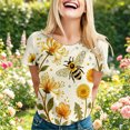 thumbnail image 1 of 2026 Summer Tops for Women Casual Tops Office Elegance Tee with Floral Design Comfort Fit Blouse(Yellow,L), 1 of 3