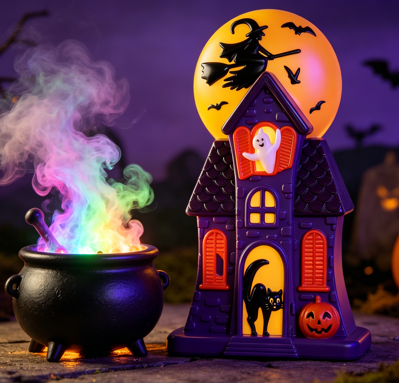 2026 Summerween Haunted House Blow Mold Light Up Purple Glow