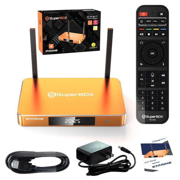 2026 Super Box S7 Prime Fully Loaded,2026 Newest Orange Pack,4G+128G Powerful Smart Box,SuperBox with Voice Remote Control,Ideal for Home