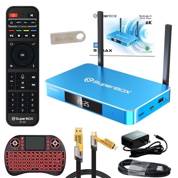 2026 Super Smart TV Box S-7 Max Fully Loaded, 4GB RAM+64GB ROM for Home Entertainment & Sports Events, Powerful Media Box S7 with Voice Remote, 7-day Time Shift & Parental Controls