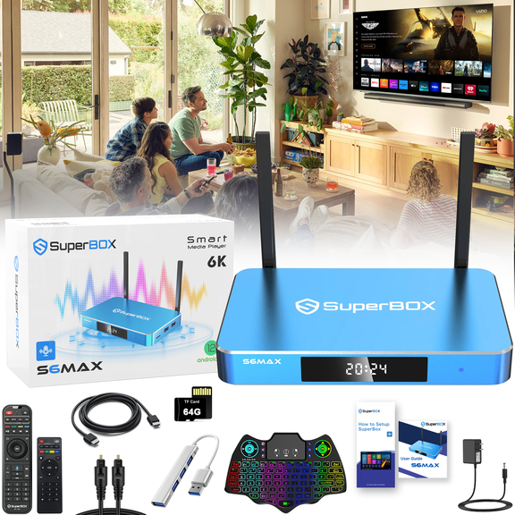 2026 SuperBox S6 Max 4G+64G with Super Box Voice Remote Bundle, 6K HD, Time Shift by Authorised Superbox Agent Seller