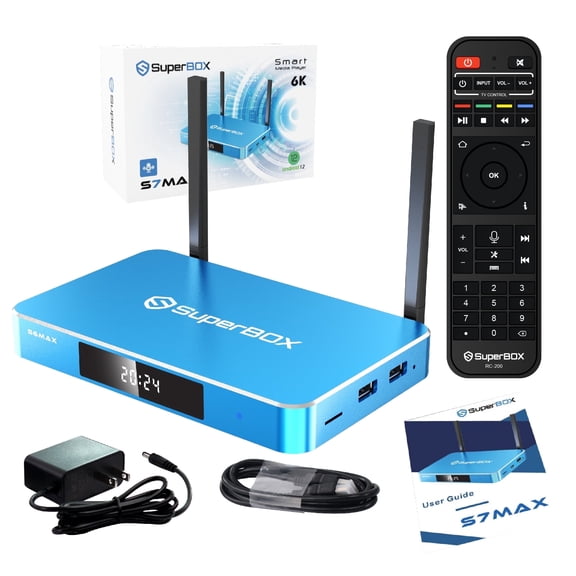 2026 SuperBox S7 Max Fully Loaded, 4GB RAM+64GB ROM, Super Box S7 Max Smart TV Box with Voice Remote, 6K HD Powerful Media Box with 7-day Time Shift