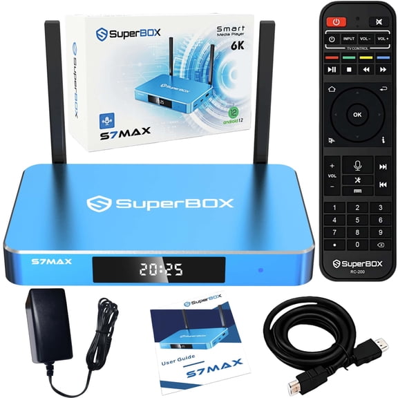 2026 SuperBox S7MAX Premium Edition with Built-in Voice Control System | Android 12 | Time Shift | Parental Control Time | 4GB RAM | 64GB Storage with Remote Control
