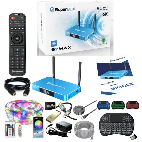 2026 SuperBox S7Max Latest Fully Loaded, 4GB RAM+64GB ROM, Super Box S7Max 8K Smart TV Box with Voice Remote, Time Shift & Parental Controls
