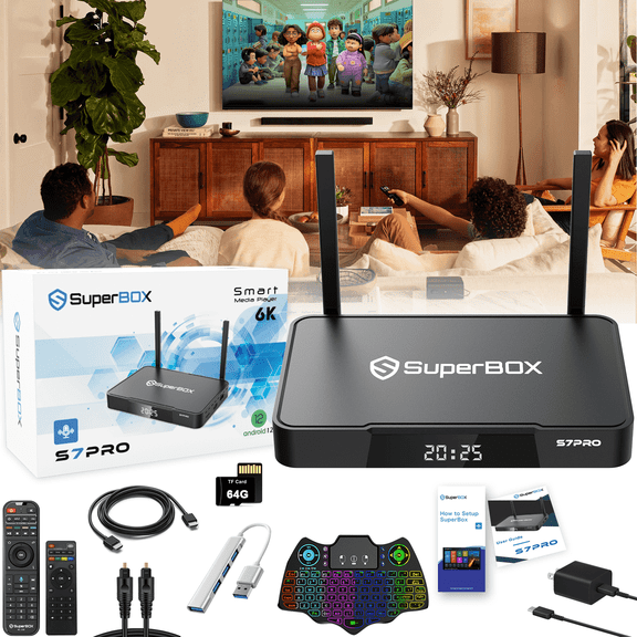 2026 Superbox S7 Pro 4G+32G with Super Box Voice Remote, Parental Control, 6K UHD and Smartbox Bundle